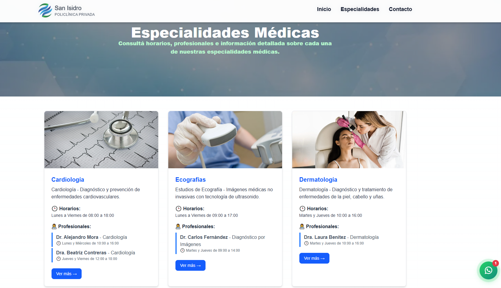 San Isidro Policlínica Privada – captura 1